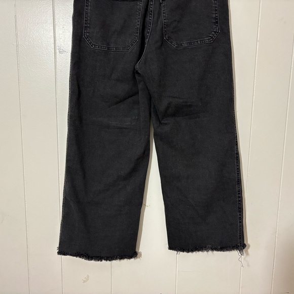 Levis Mile High Cropped Wide Leg Jeans Womens Button Fly Black Distressed Sz 26 - Picture 10 of 10